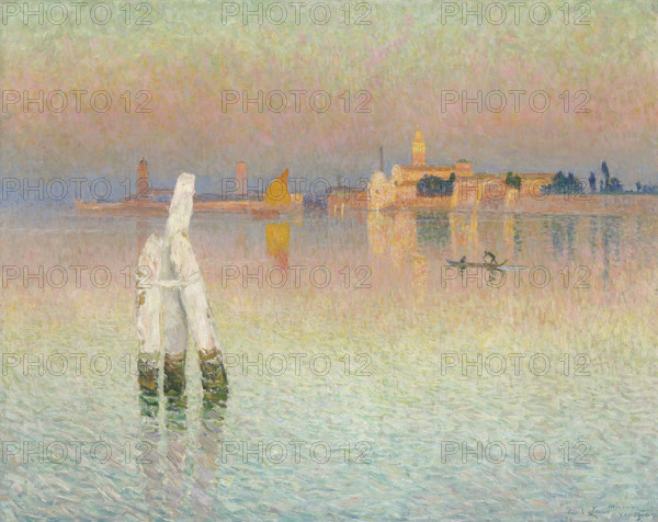 View of Murano, sunset glow, 1906. Creator: Claus, Émile (1849-1924).