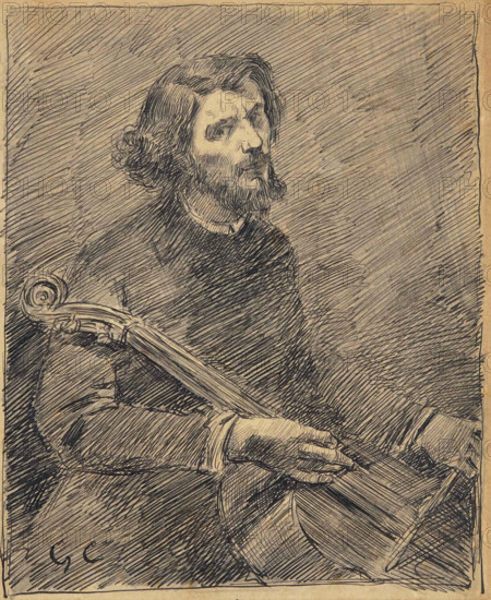 The Cellist, Self-portrait, c1847. Creator: Courbet, Gustave (1819-1877).
