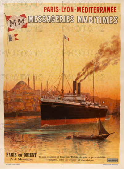 Messageries Maritimes. Paris - Lyon - Méditerranée, 1909. Creator: D'Argence, Eugène (1853-1920).