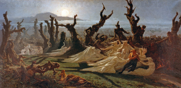 The Midnight Washerwomen (Les Lavandières de la nuit), 1888. Creator: Dargent, Yan' (Jean Edouard) (1824-1899).