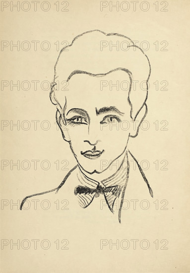 Portrait of Louis Aragon, frontispice in "Les Aventures de Télémaque", 1922. Creator: Delaunay, Robert (1885-1941).