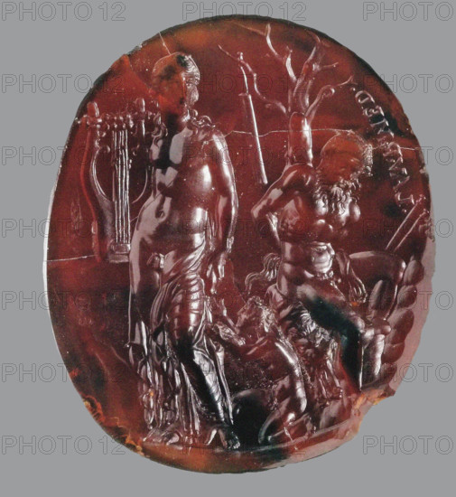 Sigillum Neronis (Seal of Nero): Apollo and Marsyas, End of 1st cen. BC. Creator: Dioskourides (active End of 1st cent. BC).