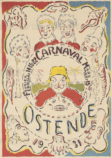 Carnaval Oostende, 1931. Creator: Ensor, James (1860-1949).