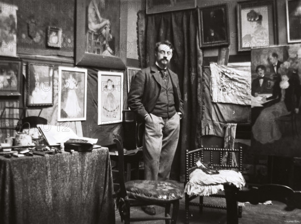Henri Matisse in the workshop of Henri Evenepoel. Paris, 1897. Creator: Evenepoel, Henri Jacques Edouard (1872-1899).