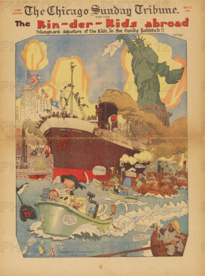 Comic strips from the series Kin-der-Kids. Chicago Tribune, 1906-1907. Creator: Feininger, Lyonel (1871-1956).