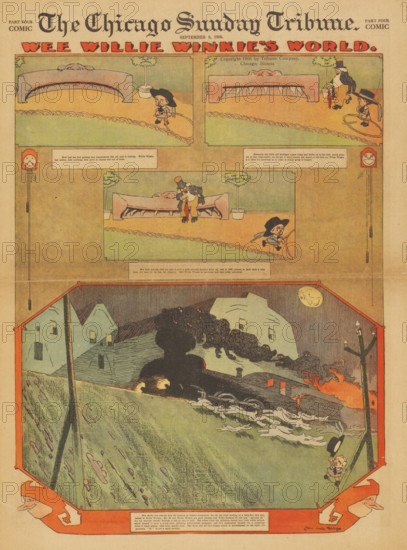 Comic strips from the series Wee Willie Winkie's World. Chicago Tribune, 1906-1907. Creator: Feininger, Lyonel (1871-1956).