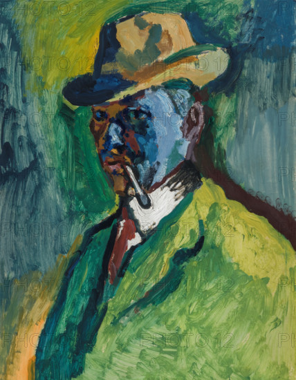 Self-Portrait with a Cigarette, 1908. Creator: Filla, Emil (1882-1953).