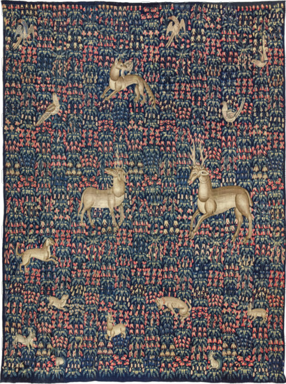 Millefleurs Tapestry with a Unicorn, c1500. Creator: Flemish master.