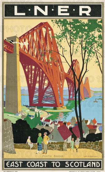 L.N.E.R: East Coast to Scotland, Forth Bridge, c1925. Creator: Gawthorn, Henry George (1879-1941).