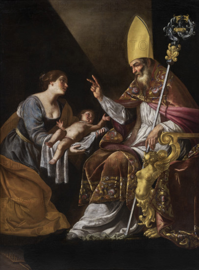 A Woman presenting her Child to Saint Blaise, First Half of 17th cen.. Creator: Gentileschi, Artemisia (1598-1653).