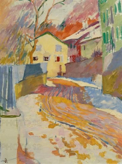 Village street during snowmelt, c1919. Creator: Giacometti, Giovanni (1868-1933).