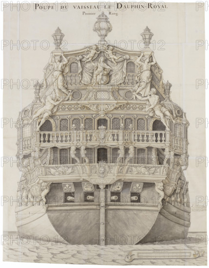 Rear view of the ship Dauphin Royal, 1668-1669. Creator: Girardon, François, (after) (1628-1715).