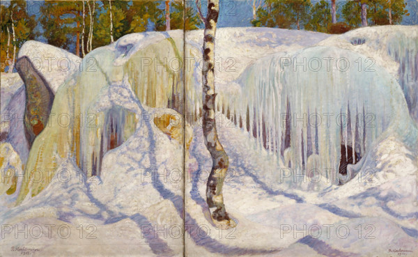 Rock Covered in Ice and Snow, 1911. Creator: Halonen, Pekka (1865-1933).