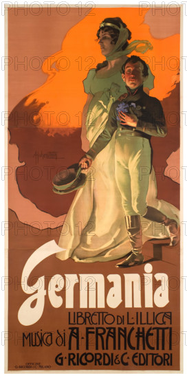 Germania - an opera by Alberto Franchetti, 1902. Creator: Hohenstein, Adolfo (1854-1928).