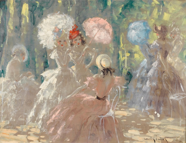 At the Promenade. Creator: Icart, Louis Justin Laurent (1888-1950).