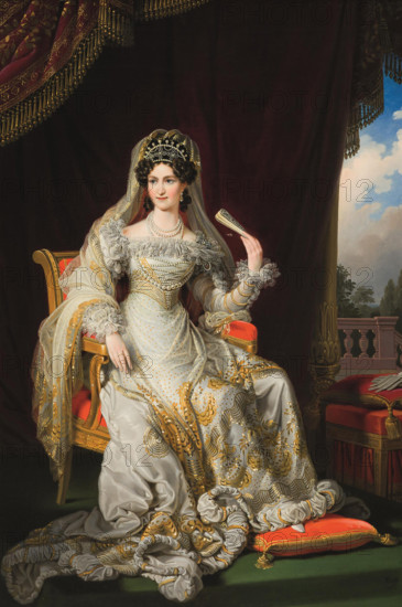 Portrait of Empress Caroline Augusta of Austria (1792-1873), 1824. Creator: Krafft, Johann Peter (1780-1856).