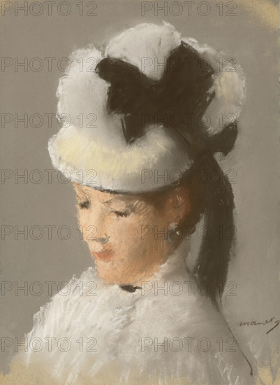 Young woman in a white hat, 1882. Creator: Manet, Édouard (1832-1883).