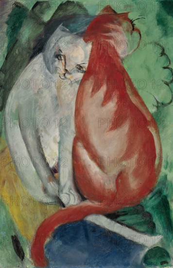 Cats, red and white, 1912. Creator: Marc, Franz (1880-1916).