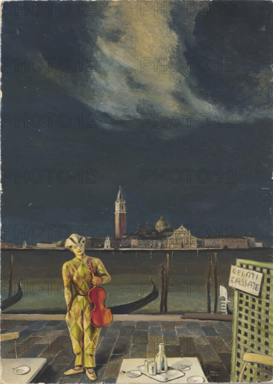 An Itinerant Violinist in Venice, 1940. Creator: Martini, Alberto (1876-1954).