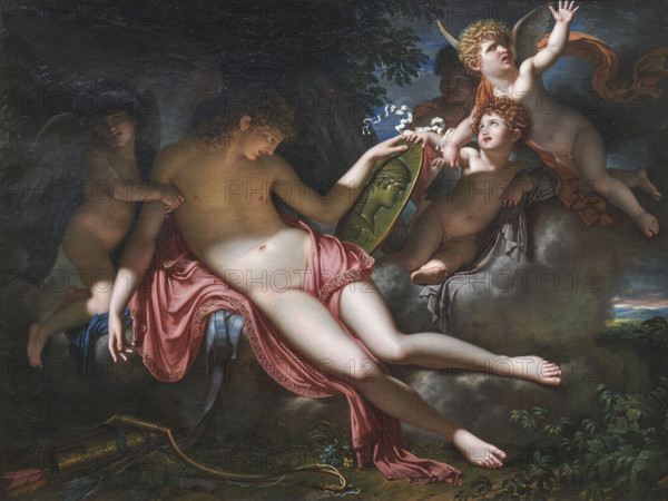 Adolescent Cupid weeping over the portrait of Psyche whom he has lost, 1792. Creator: Meynier, Charles (1768-1832).