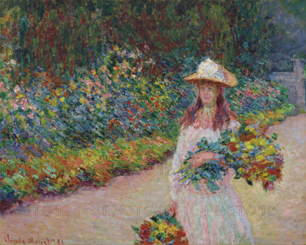 Young girl in the garden at Giverny, 1888. Creator: Monet, Claude (1840-1926).