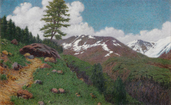 Landscape with larches, 1917. Creator: Morbelli, Angelo (1853-1919).