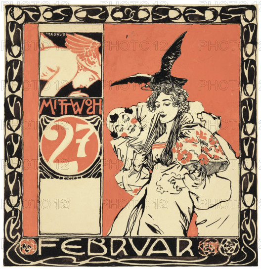 Wednesday, February 27th, study for a calendar page, c1900. Creator: Moser, Koloman (1868-1918).