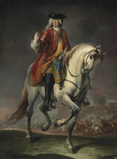 Equestrian portrait of Field Marshal Count Johann Matthias von der Schulenburg (1661-1747), 1737. Creator: Nogari, Giuseppe (1699-1763).