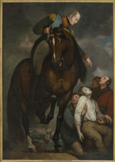 Alexander I (1777-1825), Emperor of Russia, saved a drowning man in Vilna. Creator: Northcote, James (1746-1831).