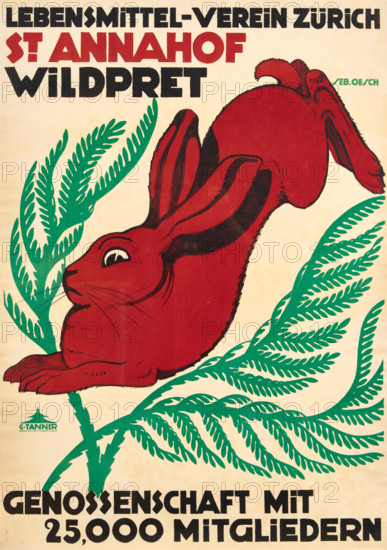 Food Association Zurich St. Annahof Wildpret, 1914. Creator: Oesch, Albert Sebastian (1893-1920).