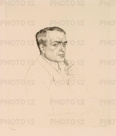Portrait of the violinist Bronislaw Huberman (1882-1947), 1919. Creator: Orlik, Emil (1870-1932).