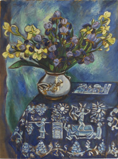 The blue tablecloth (Still life in blue), 1918. Creator: Pechstein, Hermann Max (1881-1955).