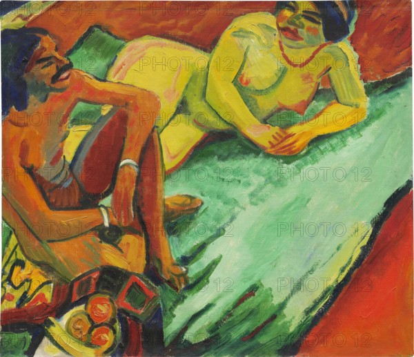 Indian and female nude, 1910. Creator: Pechstein, Hermann Max (1881-1955).