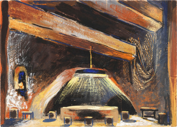 Stage design for the ballet Bolero by M. Ravel. Teatro San Carlo, Naples, 1945. Creator: Prampolini, Enrico (1894-1956).