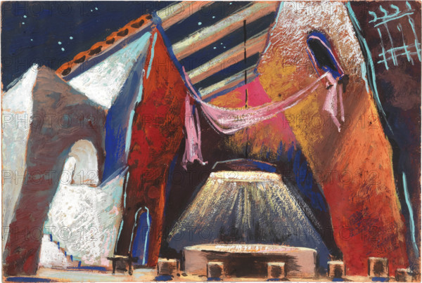 Stage design for the ballet Bolero by M. Ravel. Teatro San Carlo, Naples, 1945. Creator: Prampolini, Enrico (1894-1956).