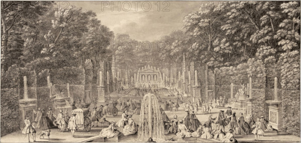 The Triumphal Arch Grove in the Gardens of Versailles, c1730. Creator: Rigaud, Jacques (1671-1754).