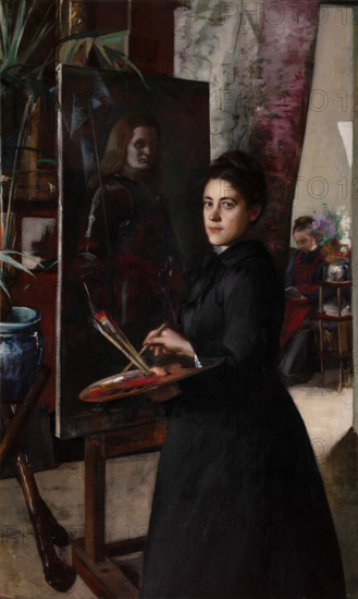 Madeleine Smith at the easel, c1890. Creator: Roederstein, Ottilie Wilhelmine (1859-1937).