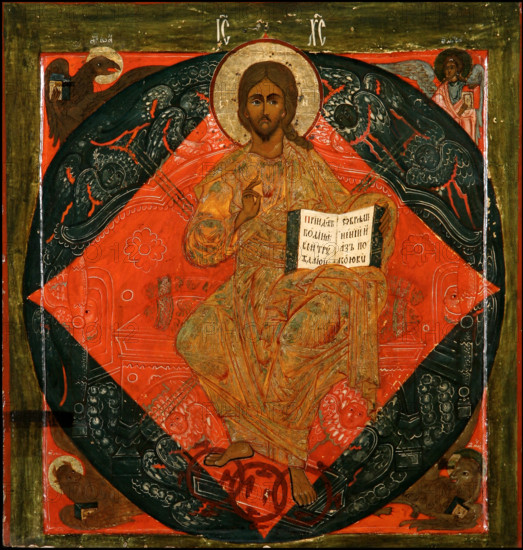 The Saviour Enthroned, 17th century. Creator: Russian icon.