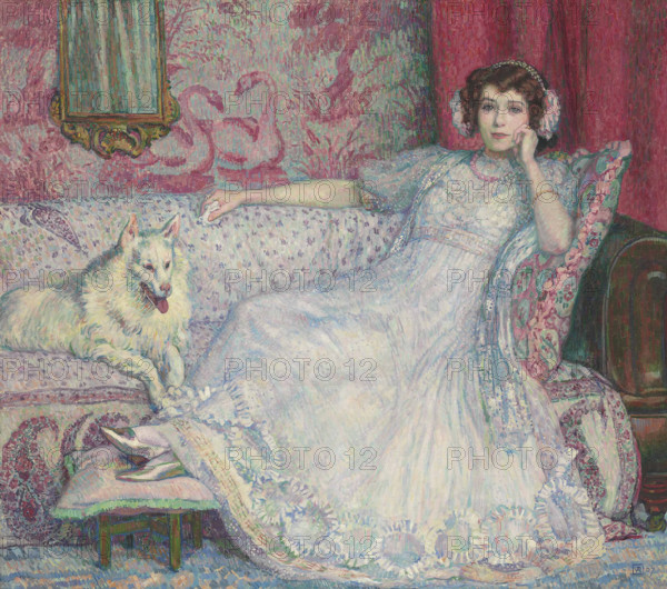 Portrait of Hélène Keller (The Lady in White), 1907. Creator: Rysselberghe, Théo van (1862-1926).