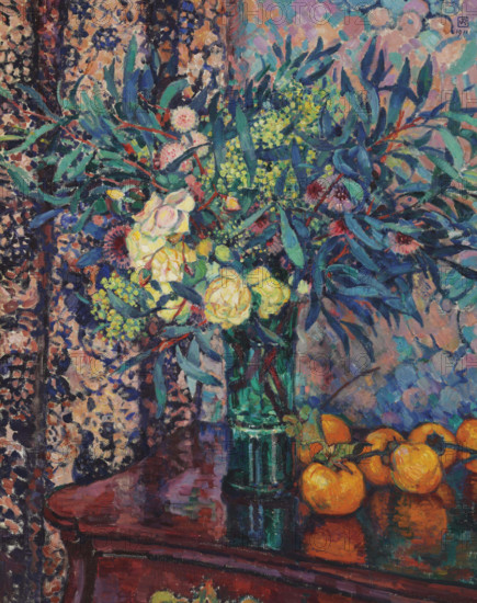 Yellow roses, persimmons and mimosas, 1911. Creator: Rysselberghe, Théo van (1862-1926).