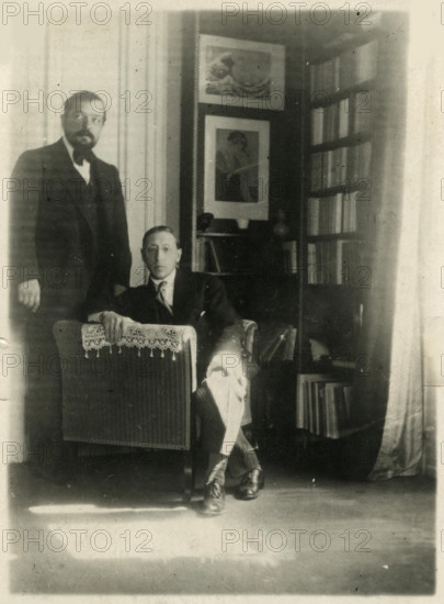Claude Debussy and Igor Stravinsky, 1912. Creator: Satie, Erik (1866-1925).