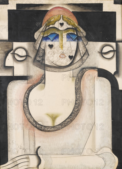 Portrait of a woman wearing a black veil. Creator: Scheiber, Hugo (1873-1950).