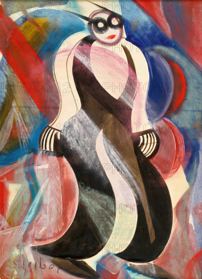 Standing woman in evening dress. Creator: Scheiber, Hugo (1873-1950).