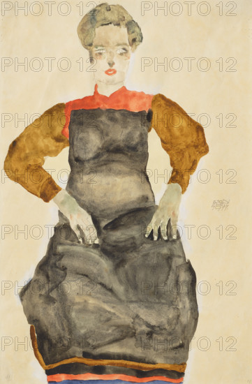 Woman in black apron, 1911. Creator: Schiele, Egon (1890-1918).