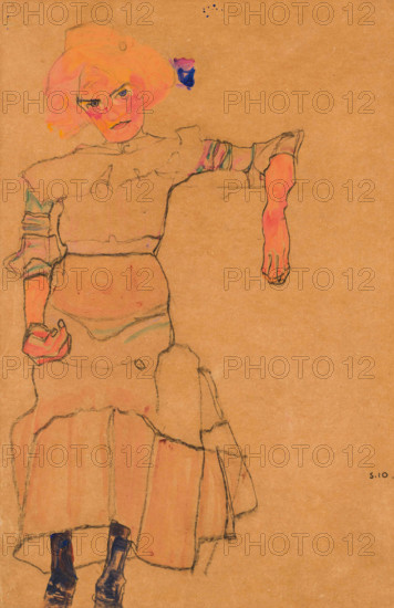 Gertrude Schiele seated, 1910. Creator: Schiele, Egon (1890-1918).