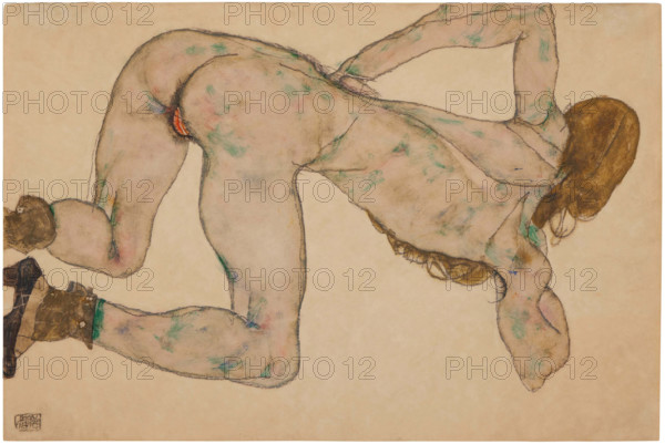 Female Nude Bending Forward, 1914. Creator: Schiele, Egon (1890-1918).