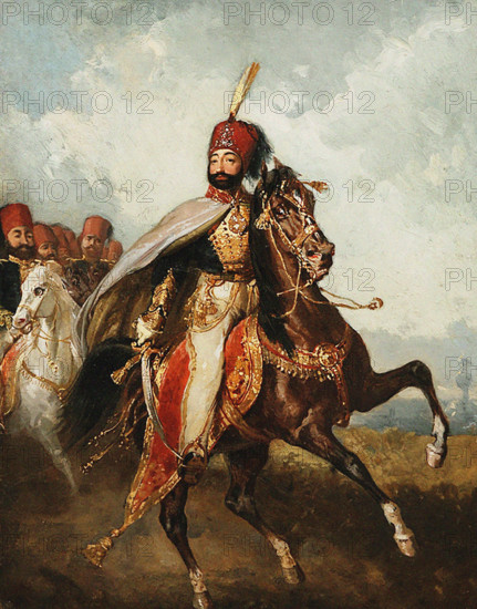 Equestrian Portrait of Mahmud II (1785-1839), Sultan of the Ottoman Empire, 1837. Creator: Schlesinger, Henry Guillaume (1814-1893).