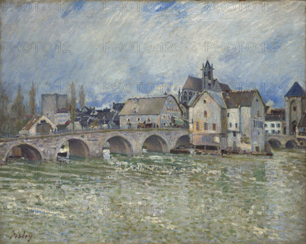 The Pont de Moret-sur-Loing, flood time, c1889. Creator: Sisley, Alfred (1839-1899).