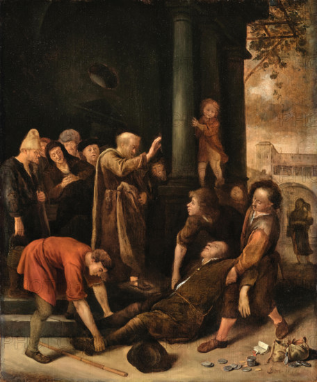 Death of Ananias, 1651. Creator: Steen, Jan Havicksz (1626-1679).