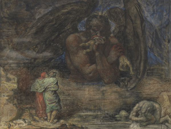 Dante and Virgil encounter Lucifer in Hell, 1923. Creator: Stock, Henry John (1853-1930).